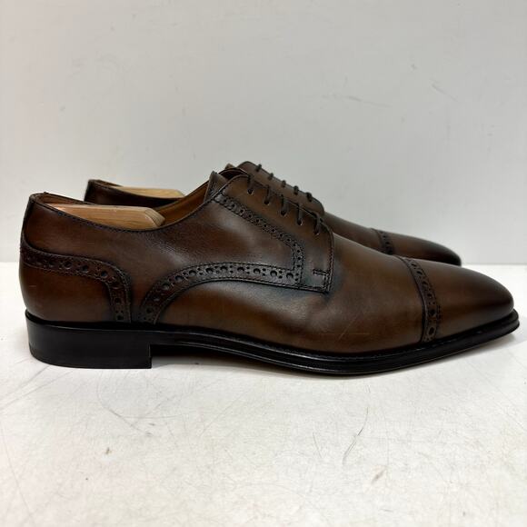 WORN TWICE Antonio Maurizi Brown Cap Toe Derby Brogue Made in Italy EU 44 US 11 - Picture 3 of 12